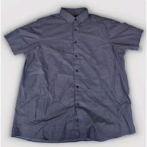 Hart Schaffner Marx Comfort Stretch Shirt Mens Size XL Cuffed Short Sleeves Geo